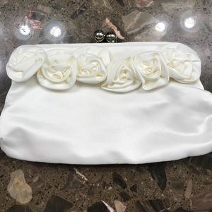 New-Satin cream floral Clutch